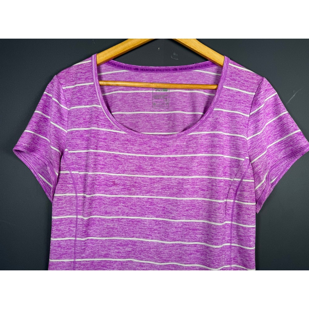The North Face Womens Large Purple Striped Mountain Athletics FlashDry-XD Shirt